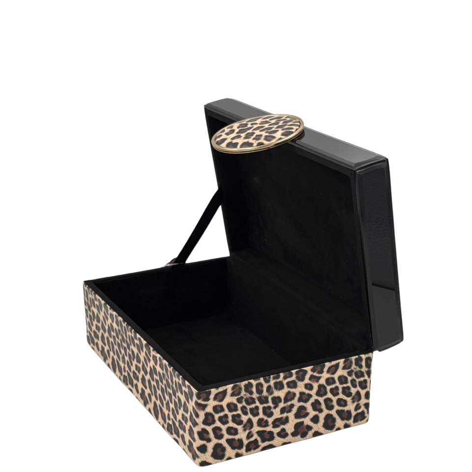 Leoparlı Siyah Dekoratif Kutu