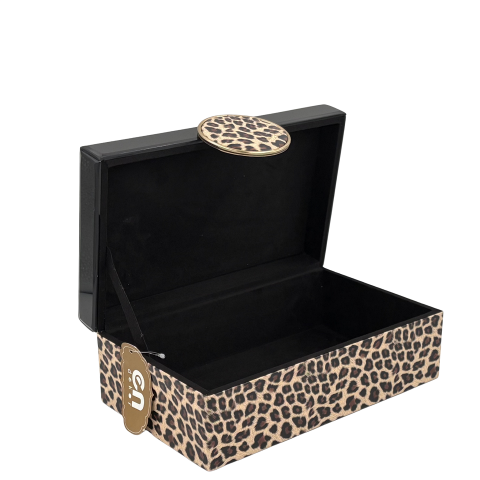 Leoparlı Siyah Dekoratif Kutu