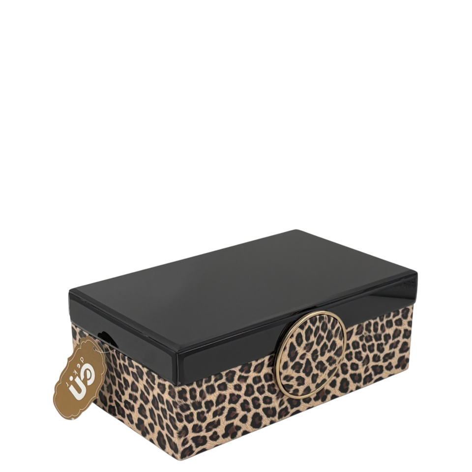 Leoparlı Siyah Dekoratif Kutu