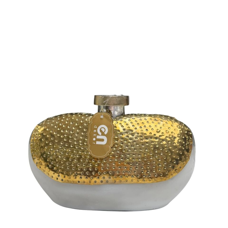 DEKORATİF GOLD BEYAZ VAZO KÜÇÜK