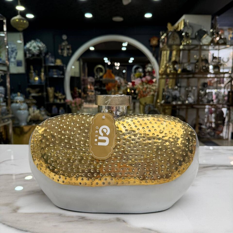 DEKORATİF GOLD BEYAZ VAZO KÜÇÜK
