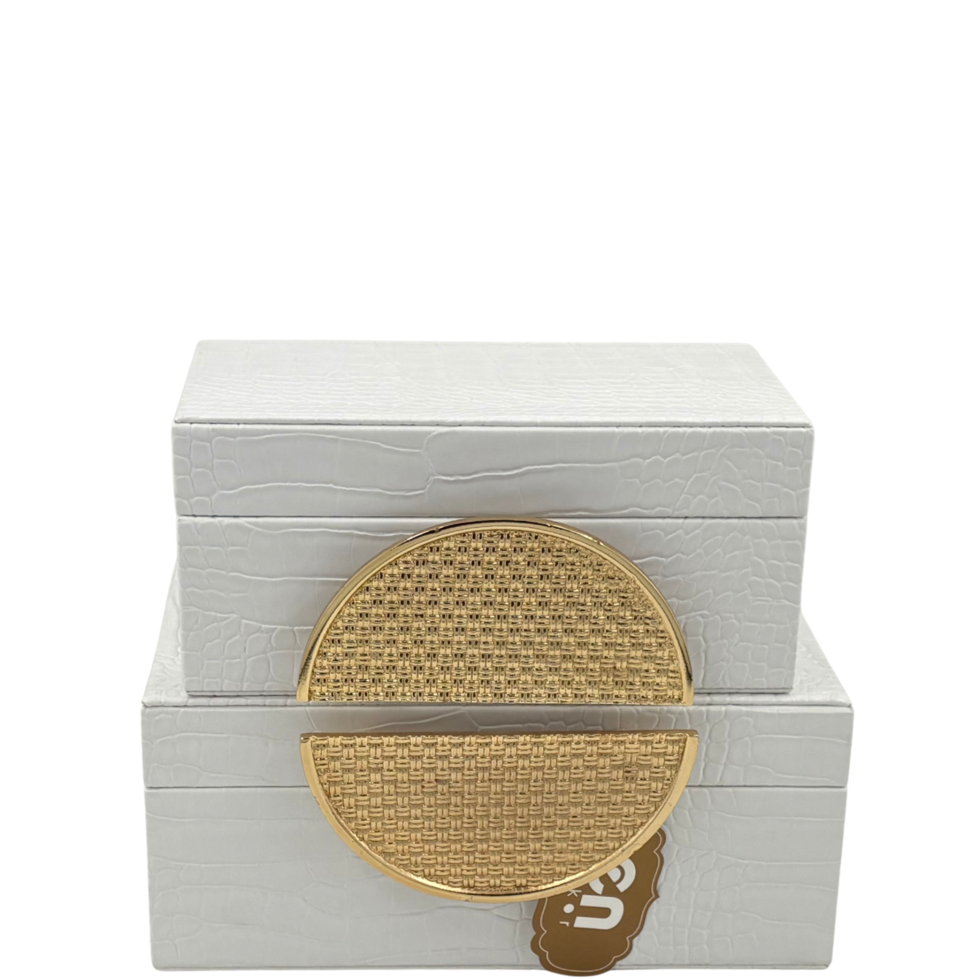 Hasır İkili Obje Beyaz Dekoratif Kutu