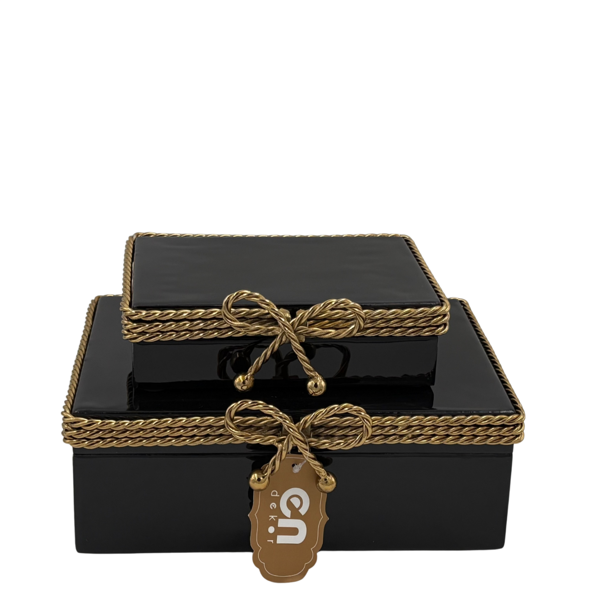 İkili Siyah Gold Detaylı Dekoratif Kutu