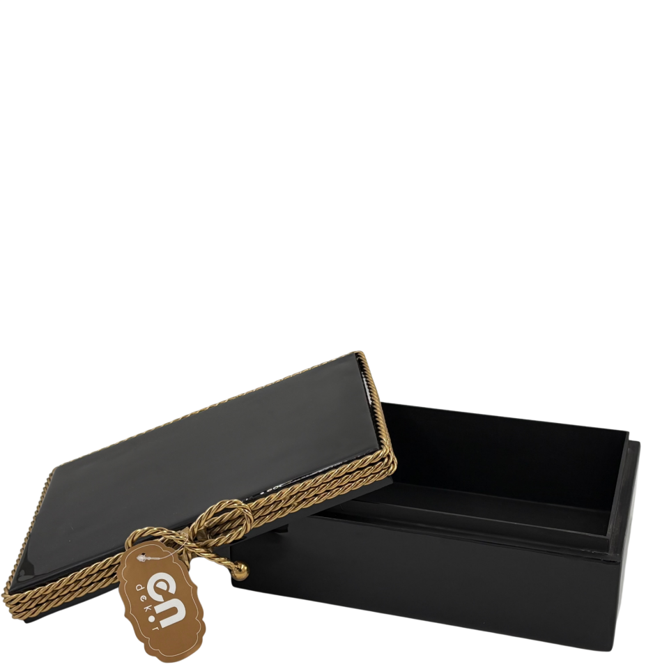 İkili Siyah Gold Detaylı Dekoratif Kutu
