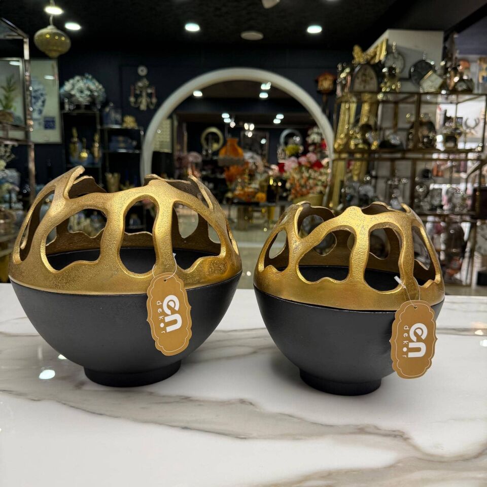 SİYAH GOLD DEKORATİF VAZO BÜYÜK