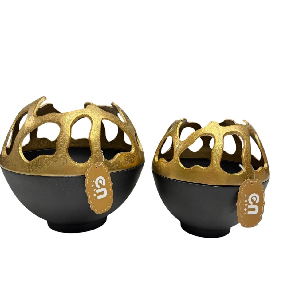 SİYAH GOLD DEKORATİF VAZO