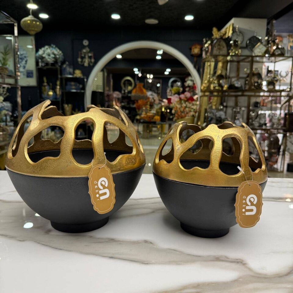SİYAH GOLD DEKORATİF VAZO