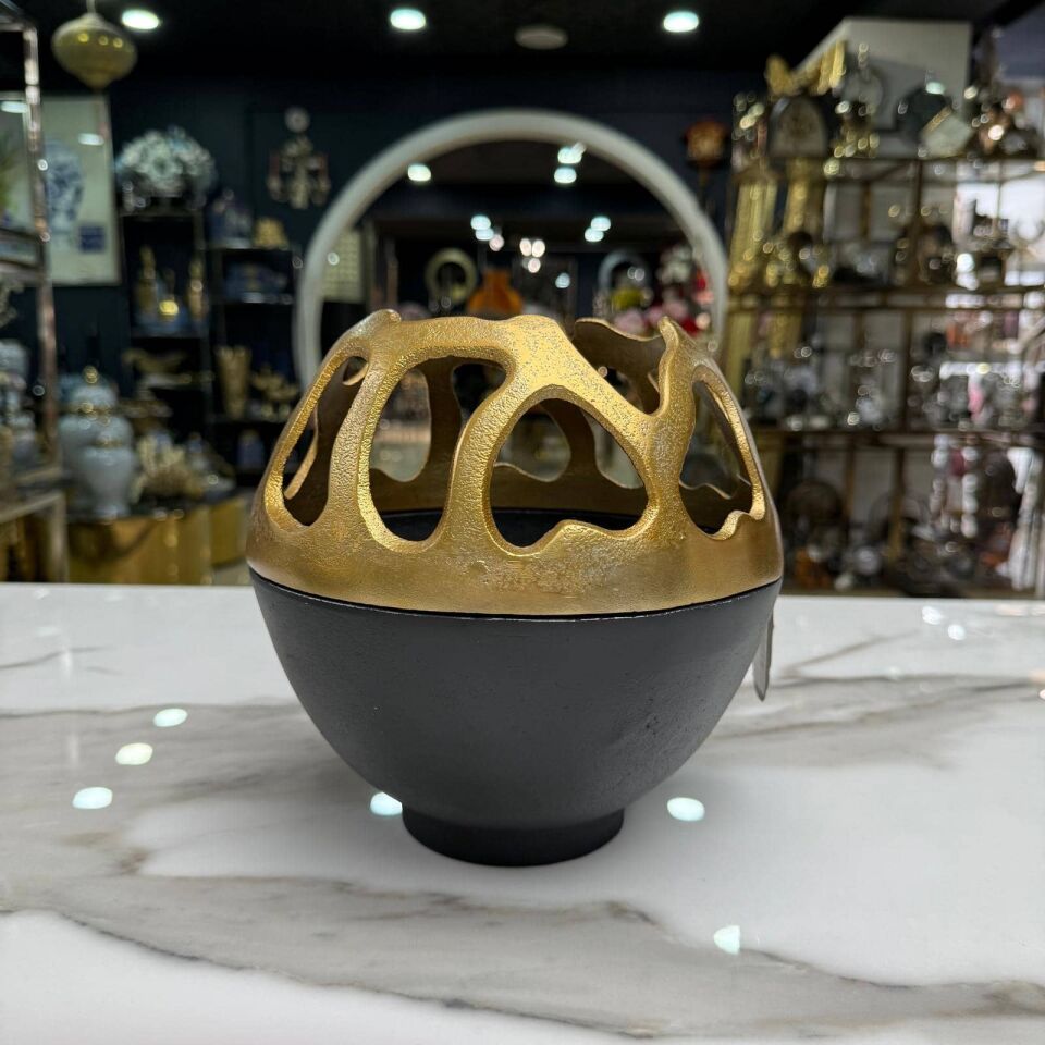 SİYAH GOLD DEKORATİF VAZO KÜÇÜK