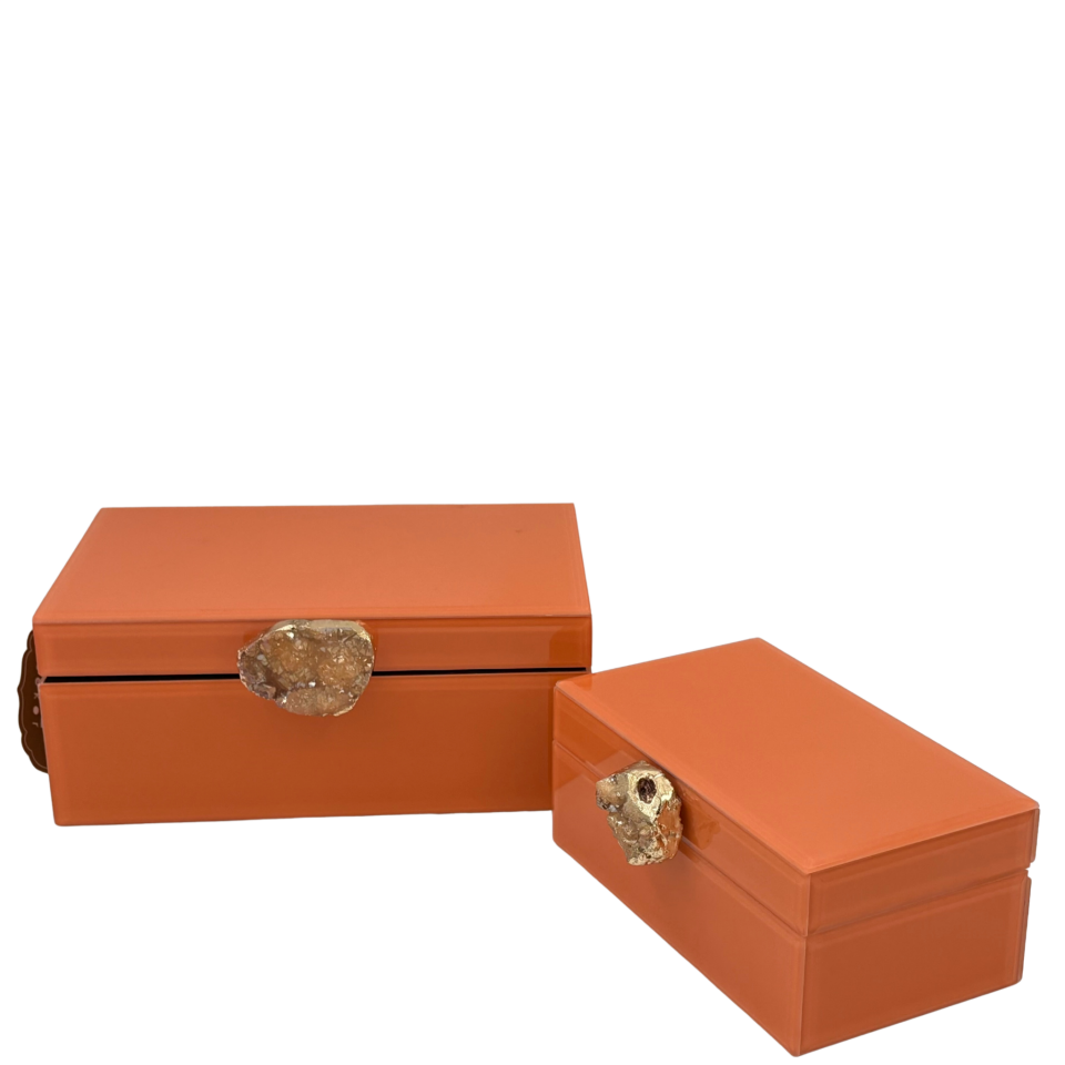 İkili Turuncu Cam Dekoratif Kutu
