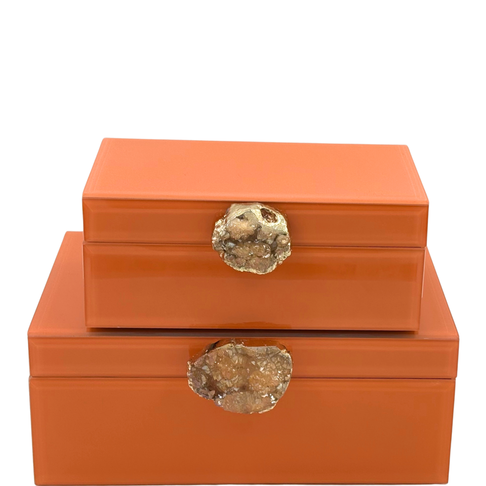 İkili Turuncu Cam Dekoratif Kutu