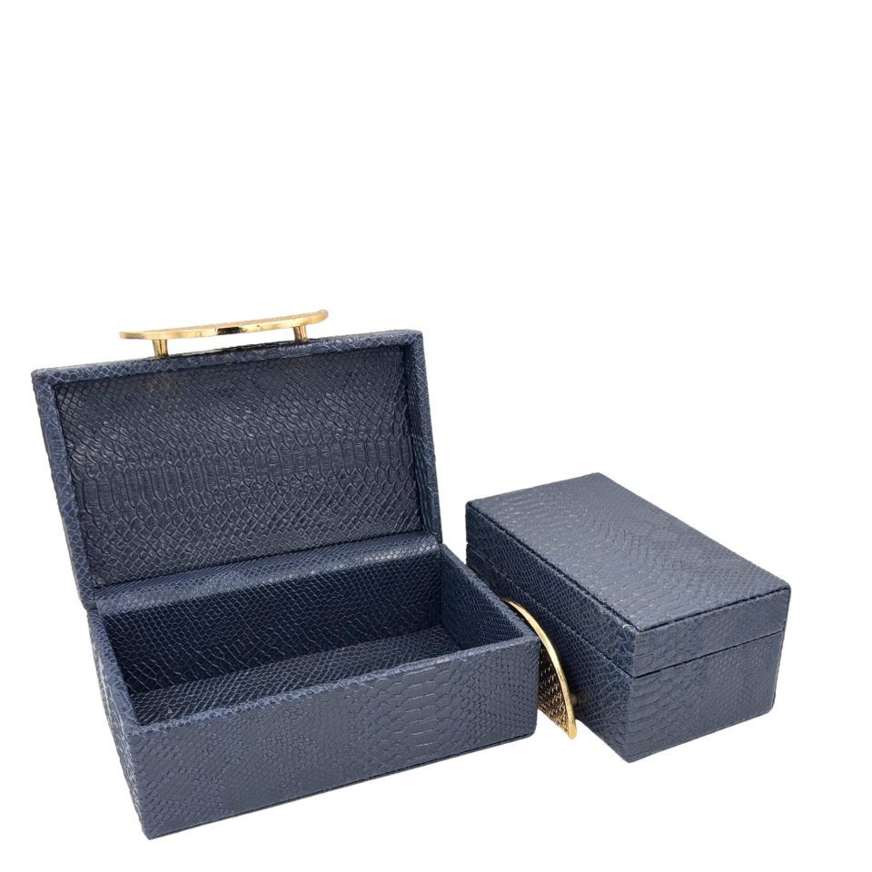 İkili Gold Lacivert Dekoratif Kutu