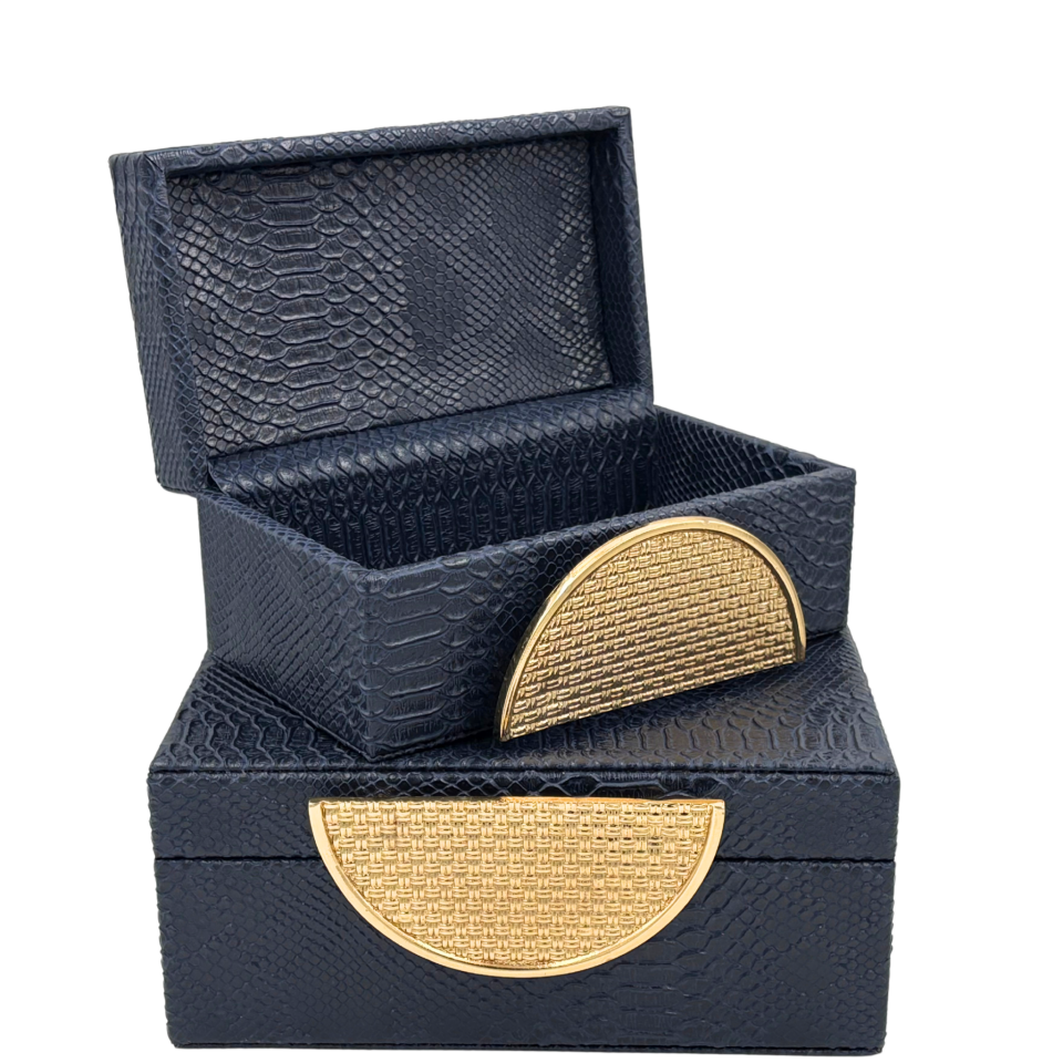 İkili Gold Lacivert Dekoratif Kutu