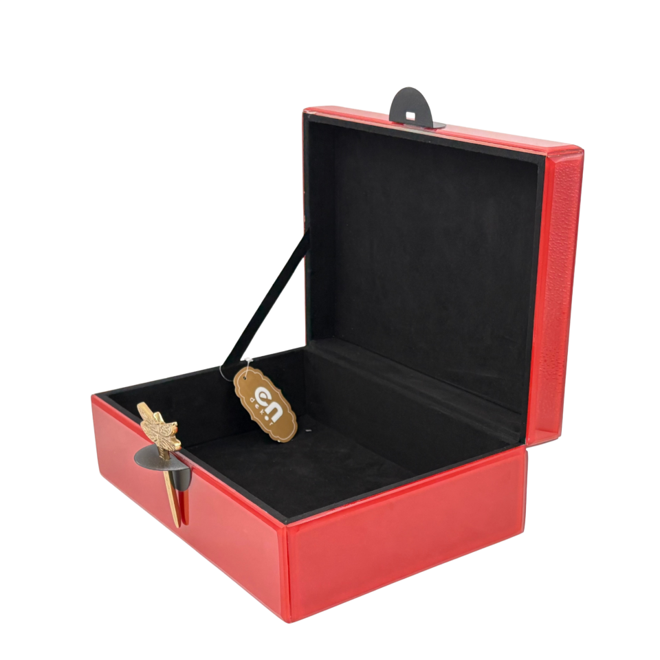 Kırmızı Cam Yusufcuk Dekoratif Kutu Küçük