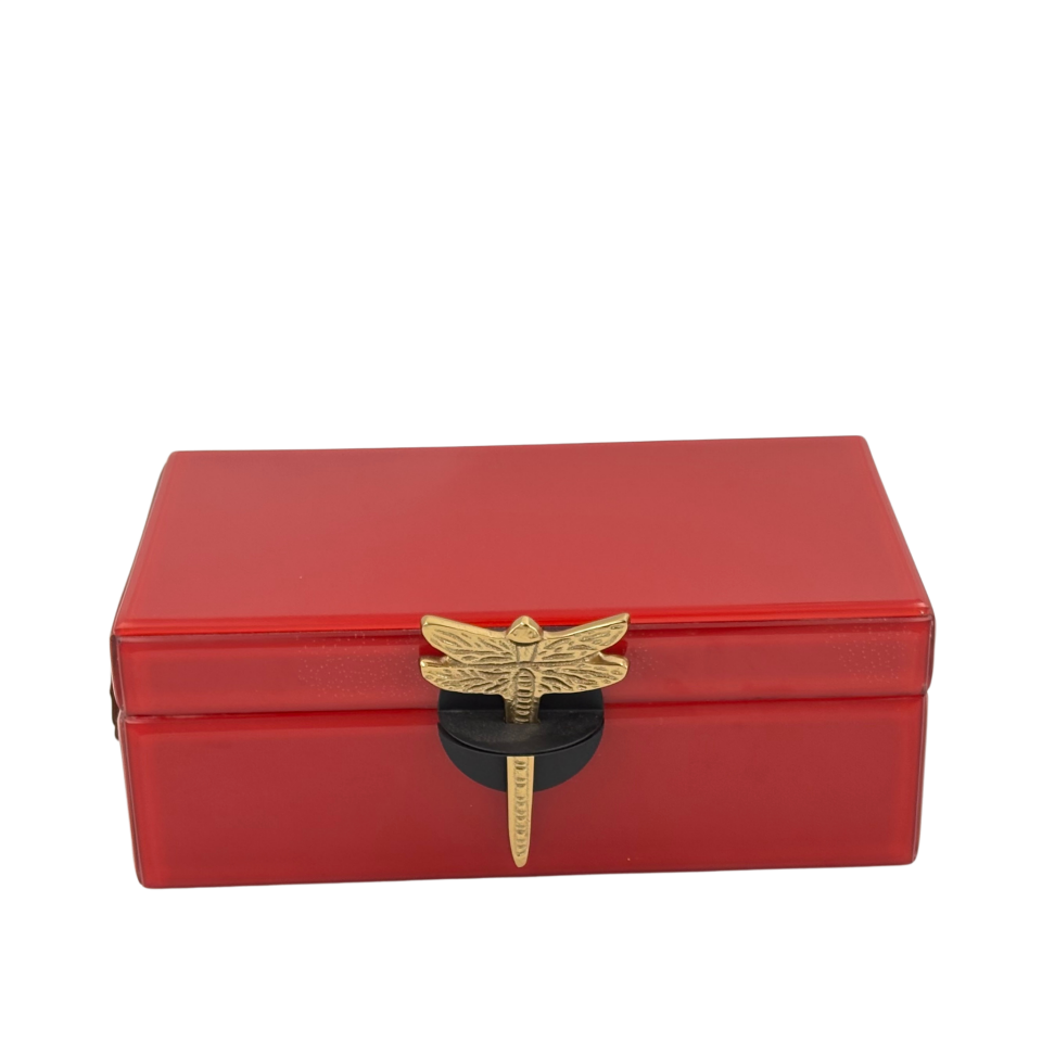 Kırmızı Cam Yusufcuk Dekoratif Kutu Küçük