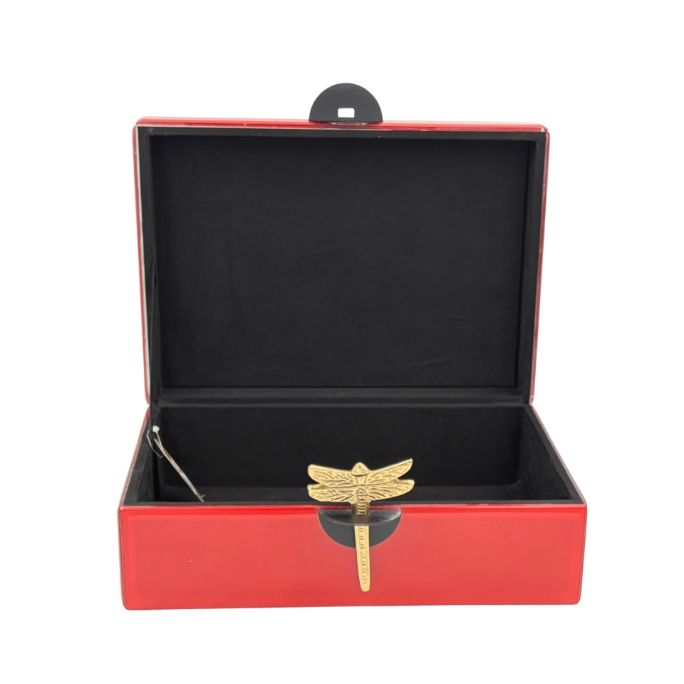 Kırmızı Cam Yusufcuk Dekoratif Kutu Küçük