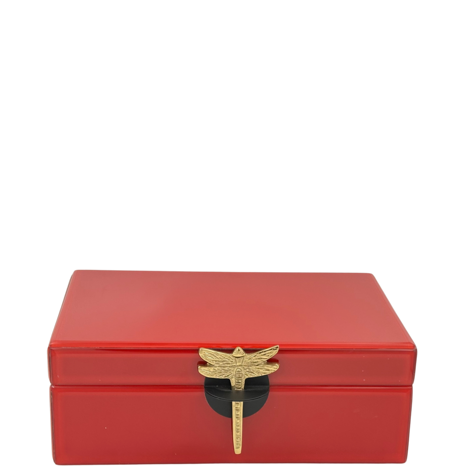 Kırmızı Cam Yusufcuk Dekoratif Kutu Küçük