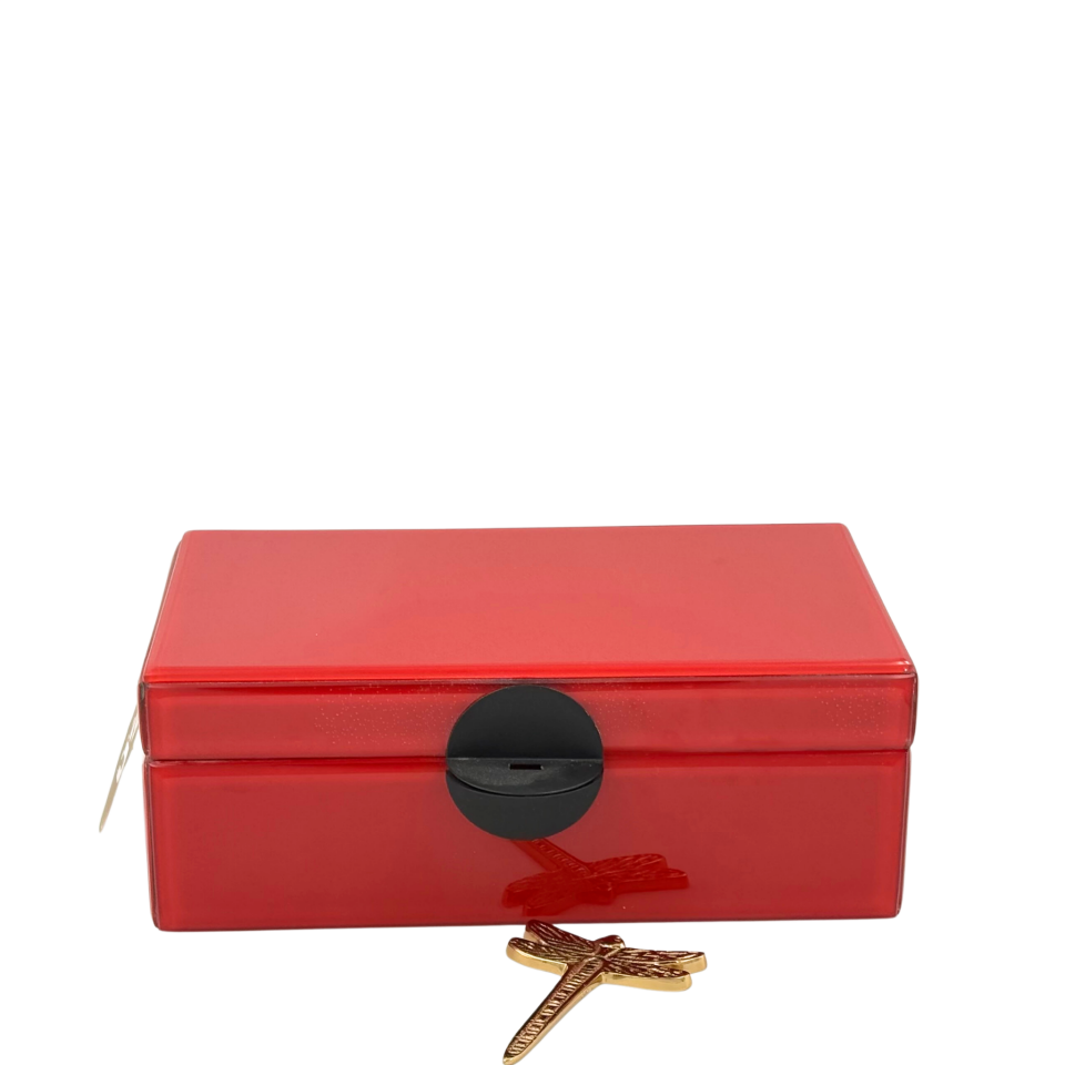 Kırmızı Cam Yusufcuk Dekoratif Kutu Büyük