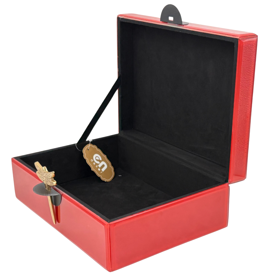 Kırmızı Cam Yusufcuk Dekoratif Kutu Büyük