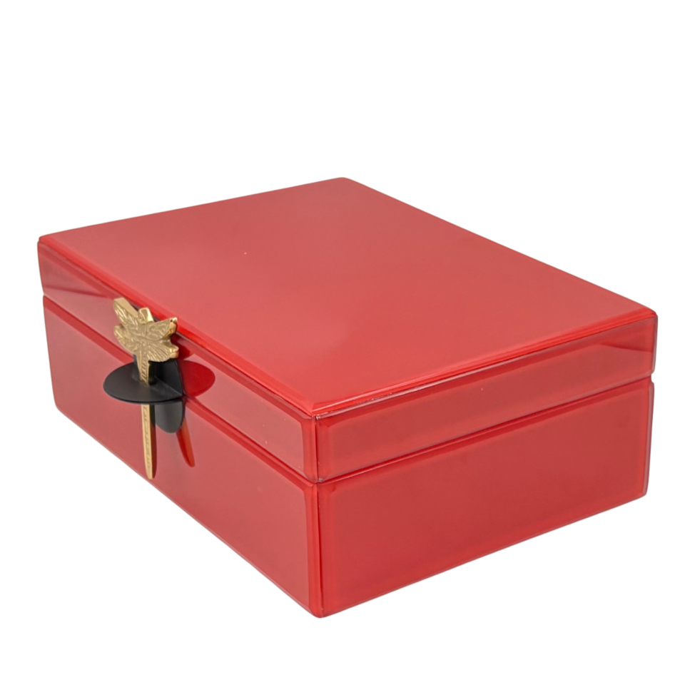 Kırmızı Cam Yusufcuk Dekoratif Kutu Büyük