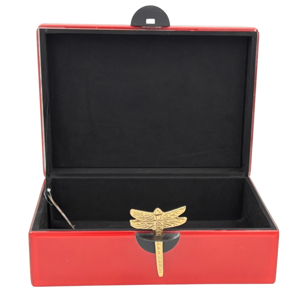 Kırmızı Cam Yusufcuk Dekoratif Kutu Büyük