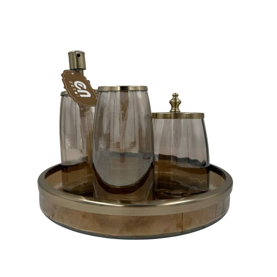 AMBER PİRİNÇ BANYO SETİ 4 PARÇA