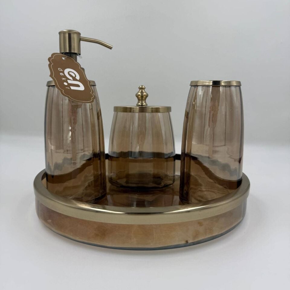 AMBER PİRİNÇ BANYO SETİ 4 PARÇA