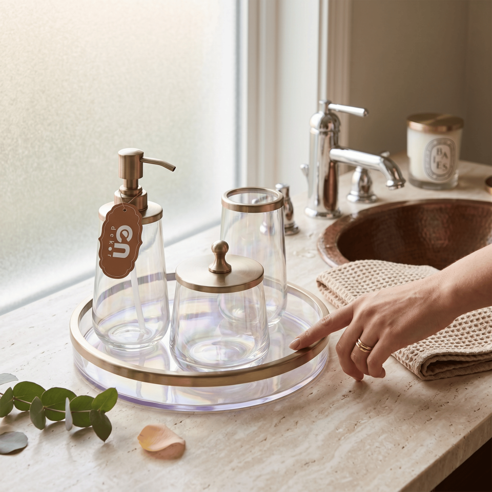 PİRİNÇ BANYO SETİ 4 PARÇA