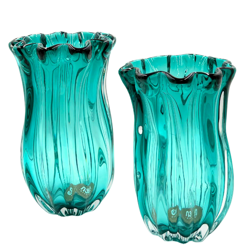 Cam Turkuaz Vazo Büyük