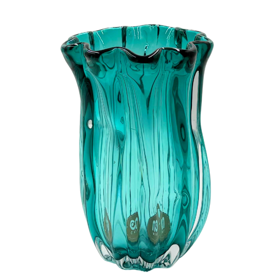 Cam Turkuaz Vazo Küçük