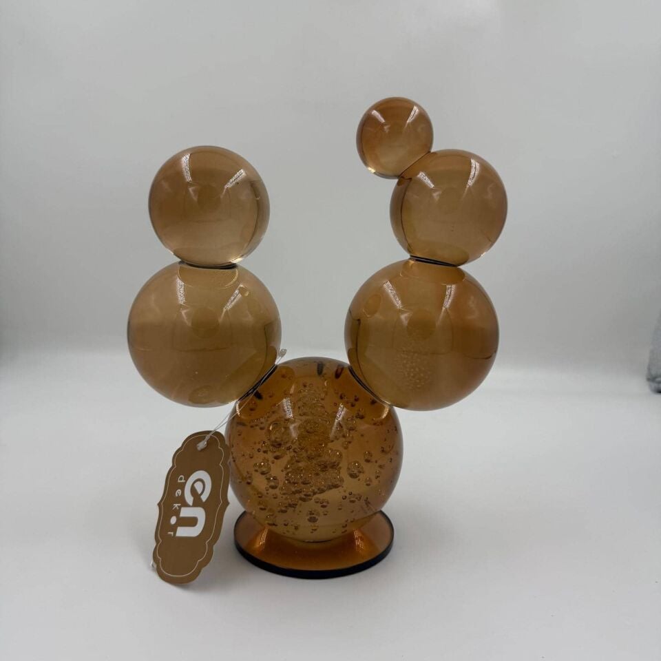 DEKORATİF BUBBLE CAM OBJE AMBER