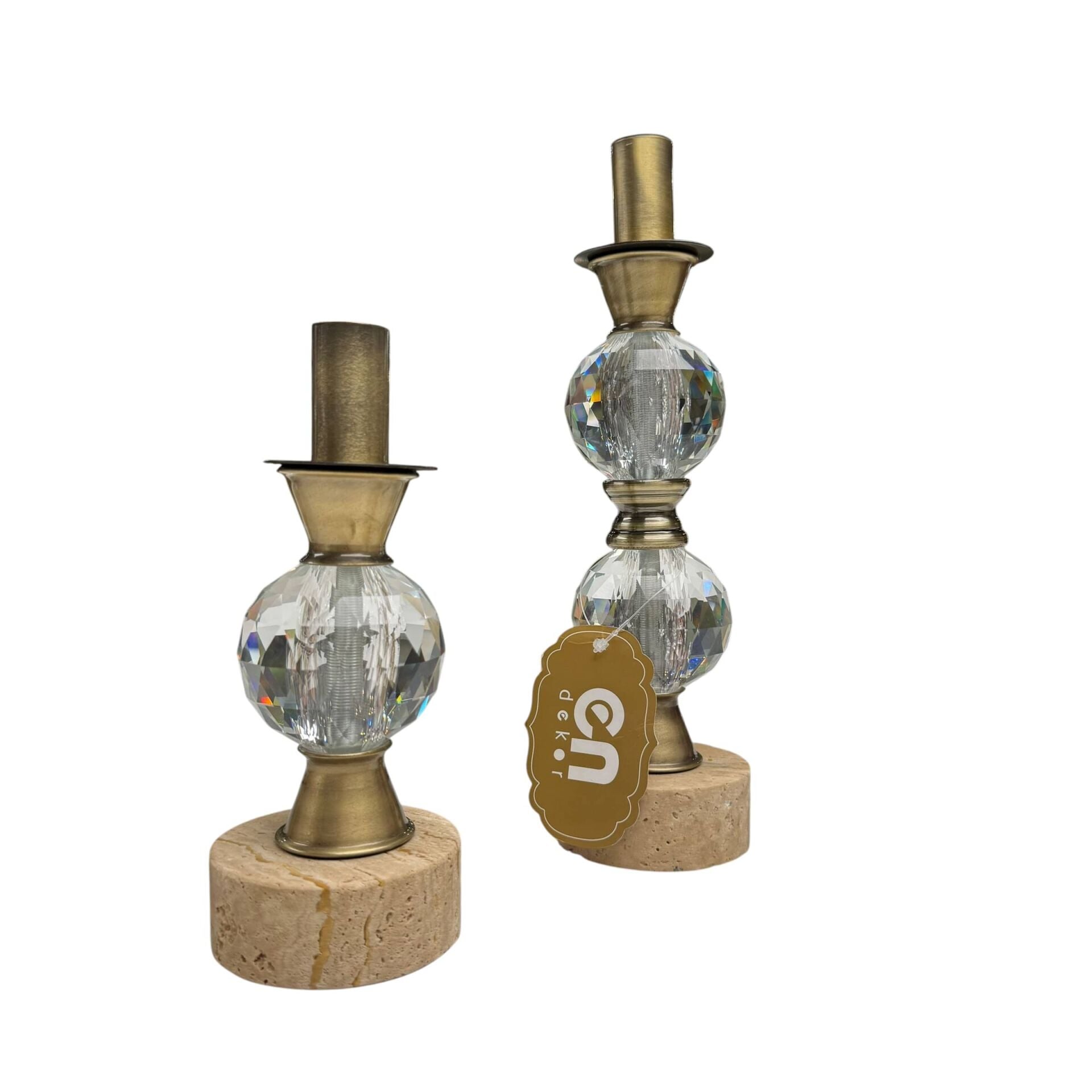 TRAVERTEN KRİSTAL ŞAMDAN SETİ