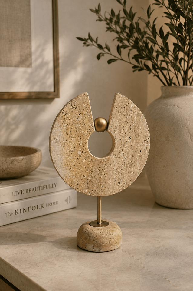 TRAVERTEN GOLD KÜRE DETAYLI DEKORATİF OBJE