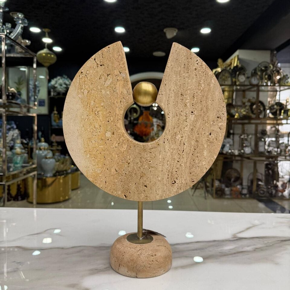 TRAVERTEN GOLD KÜRE DETAYLI DEKORATİF OBJE