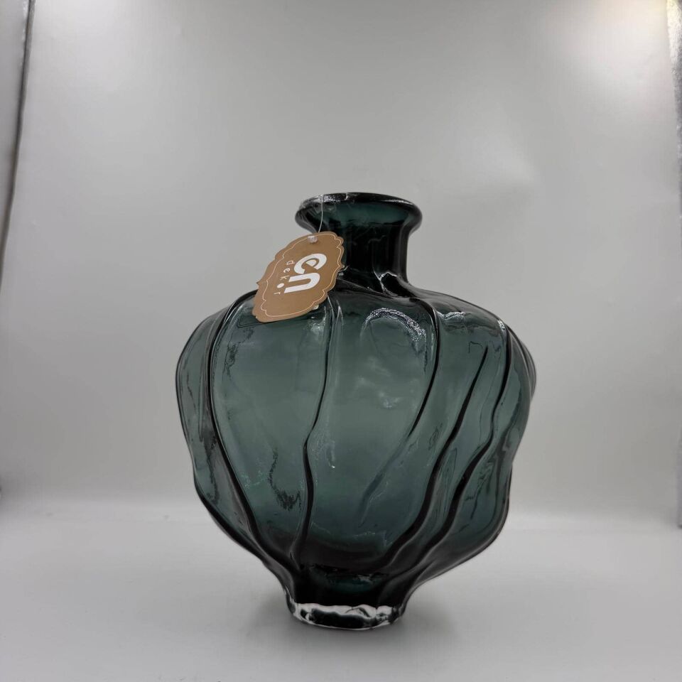 DEKORATİF FÜME CAM VAZO