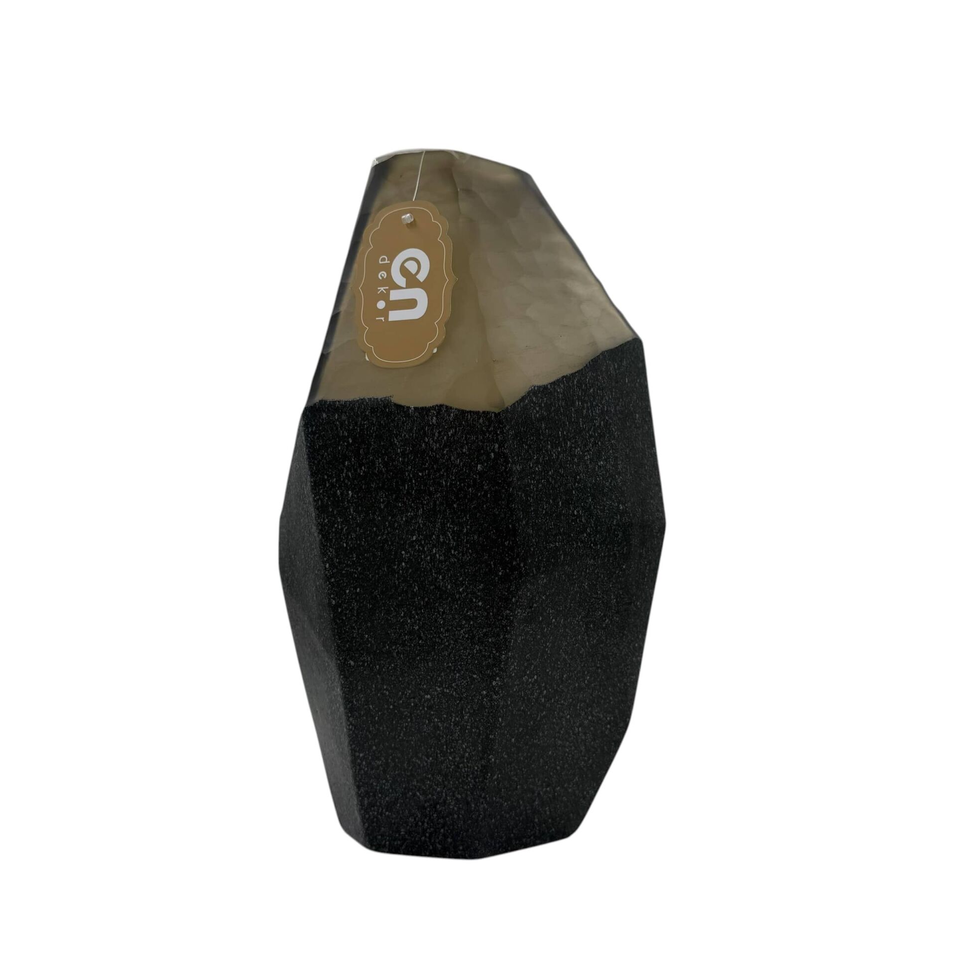 DEKORATİF SİYAH AMBER GEOMETRİK CAM VAZO