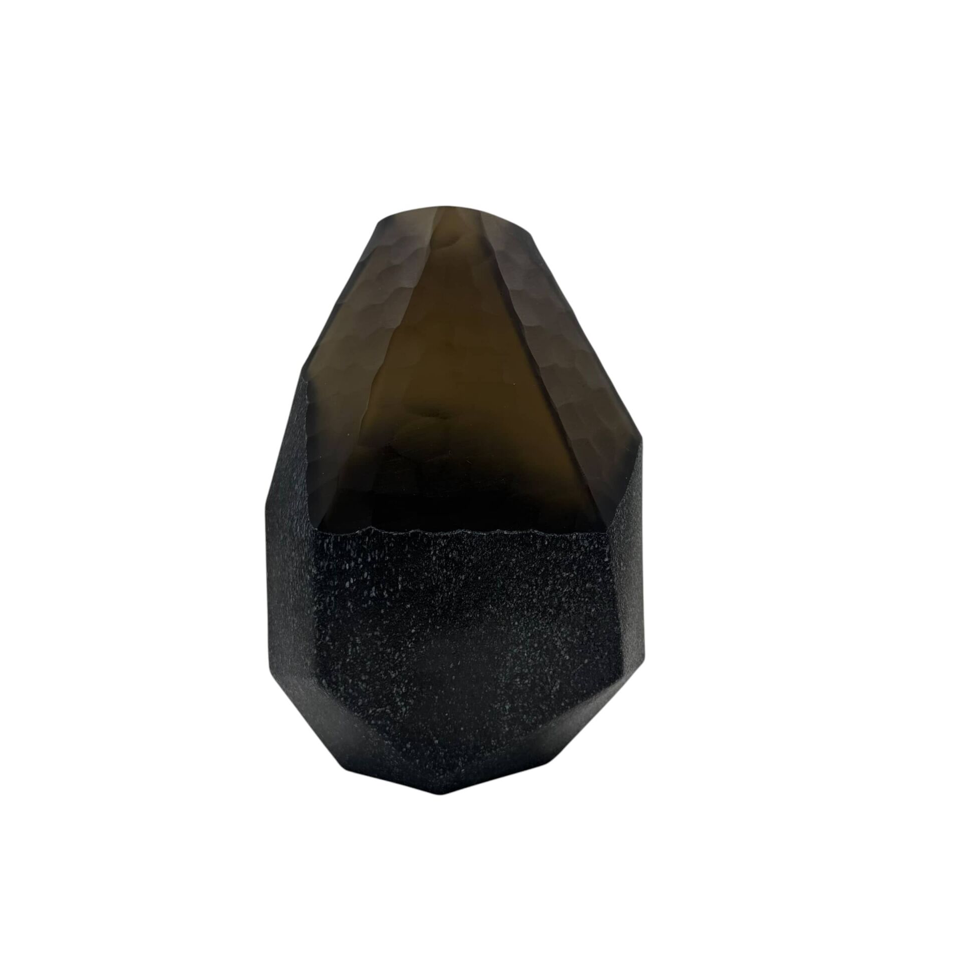 DEKORATİF KÜÇÜK SİYAH AMBER GEOMETRİK CAM VAZO