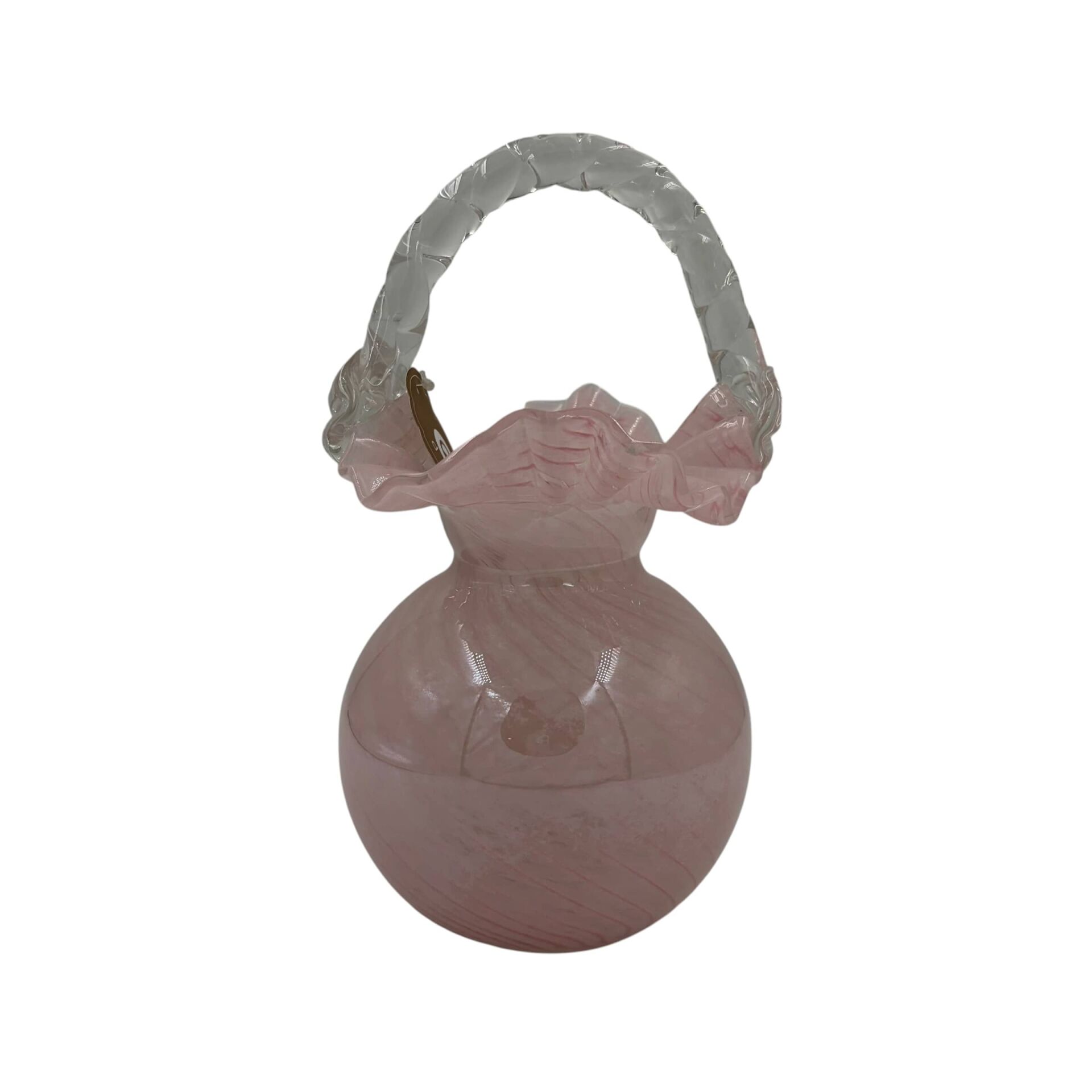 DEKORATİF PEMBE KULPLU CAM VAZO