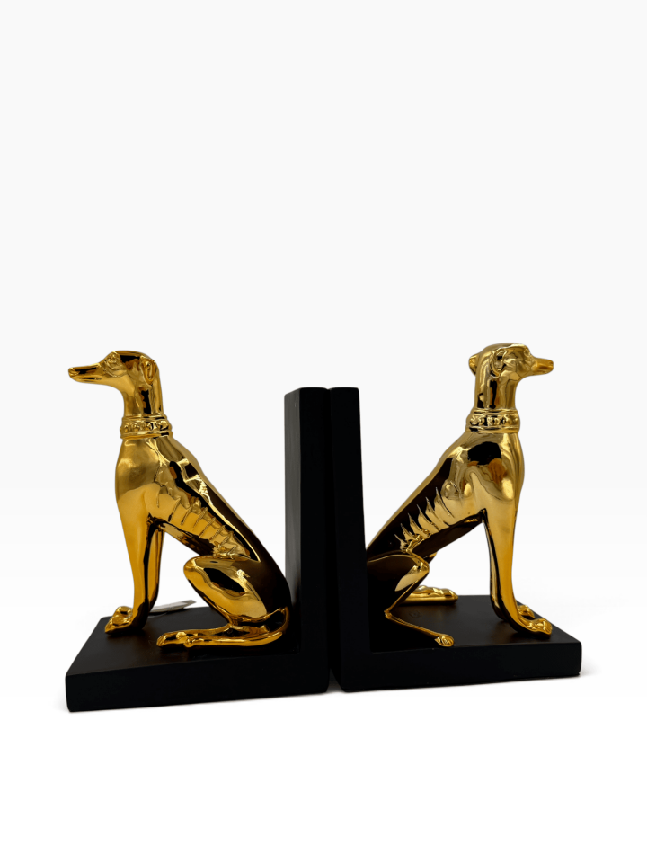 GOLD DÖKÜM KÖPEK FİGÜRLÜ KİTAP TUTUCUv