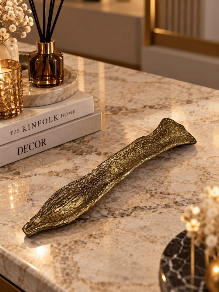 GOLD DÖKÜM DOKULU DEKORATİF SUNUM TABAĞI
