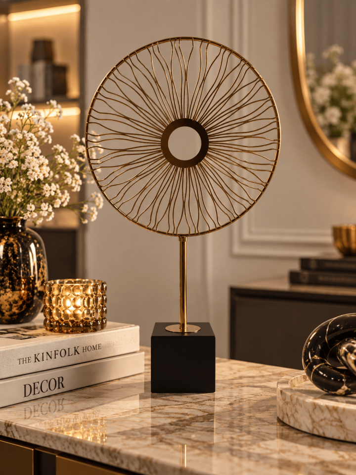 GOLD YUVARLAK METAL DEKORATİF OBJE