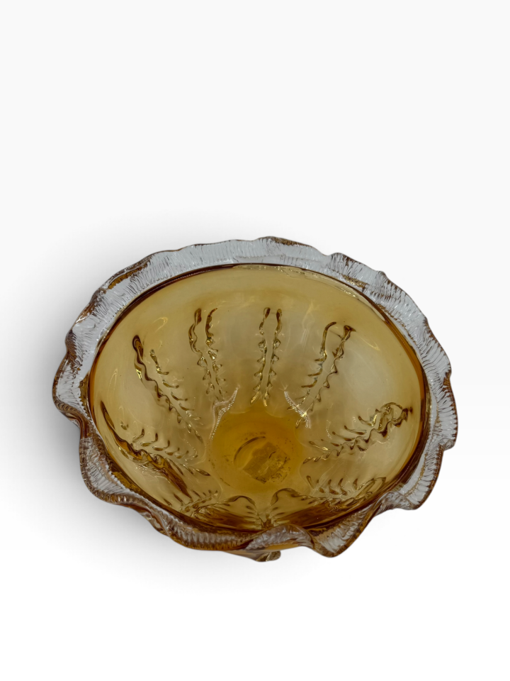 AMBER DALGALI CAM DEKORATİF KASE