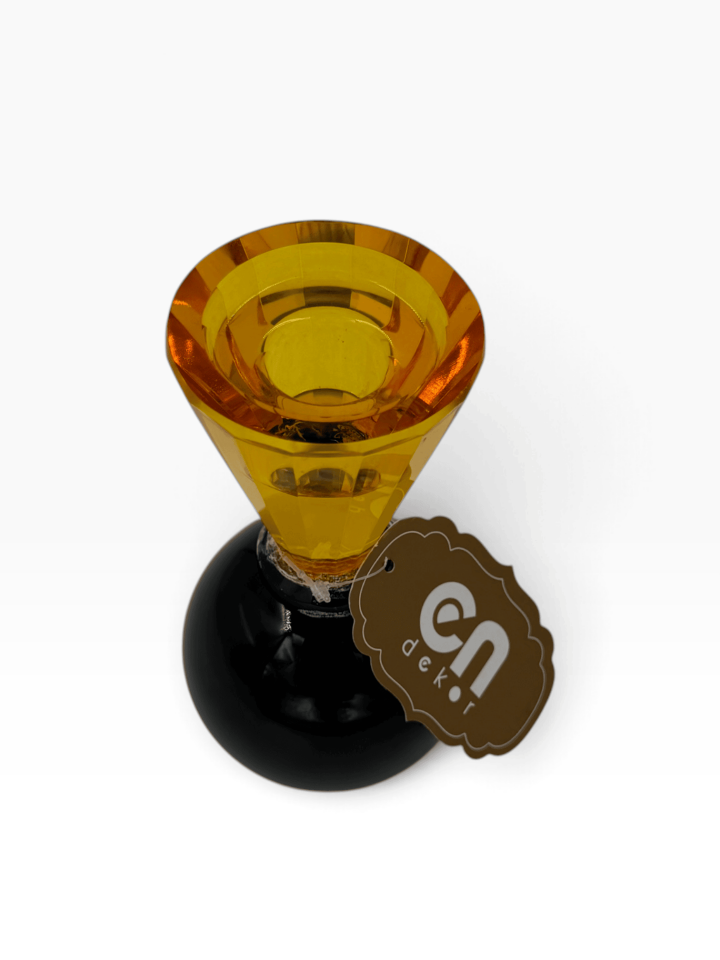 AMBER SİYAH KRİSTAL CAM ŞAMDAN