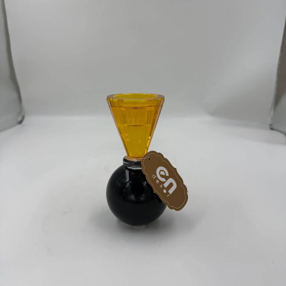 AMBER SİYAH KRİSTAL CAM ŞAMDAN