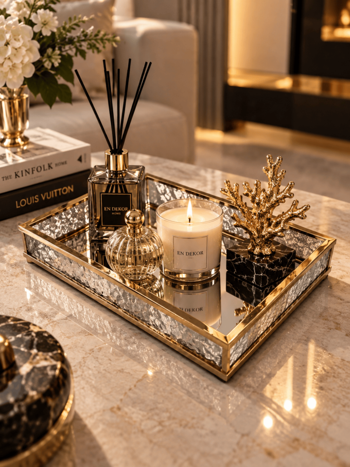 ROSE GOLD AYNALI DEKORATİF TEPSİ