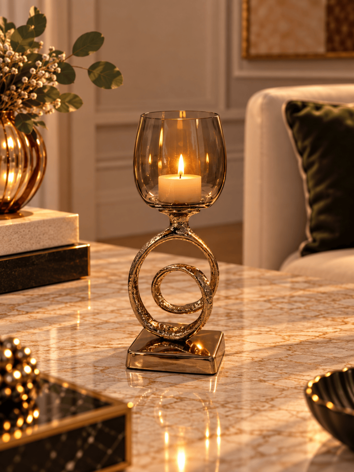 GOLD HALKALI DÖKÜM CAM MUMLUK