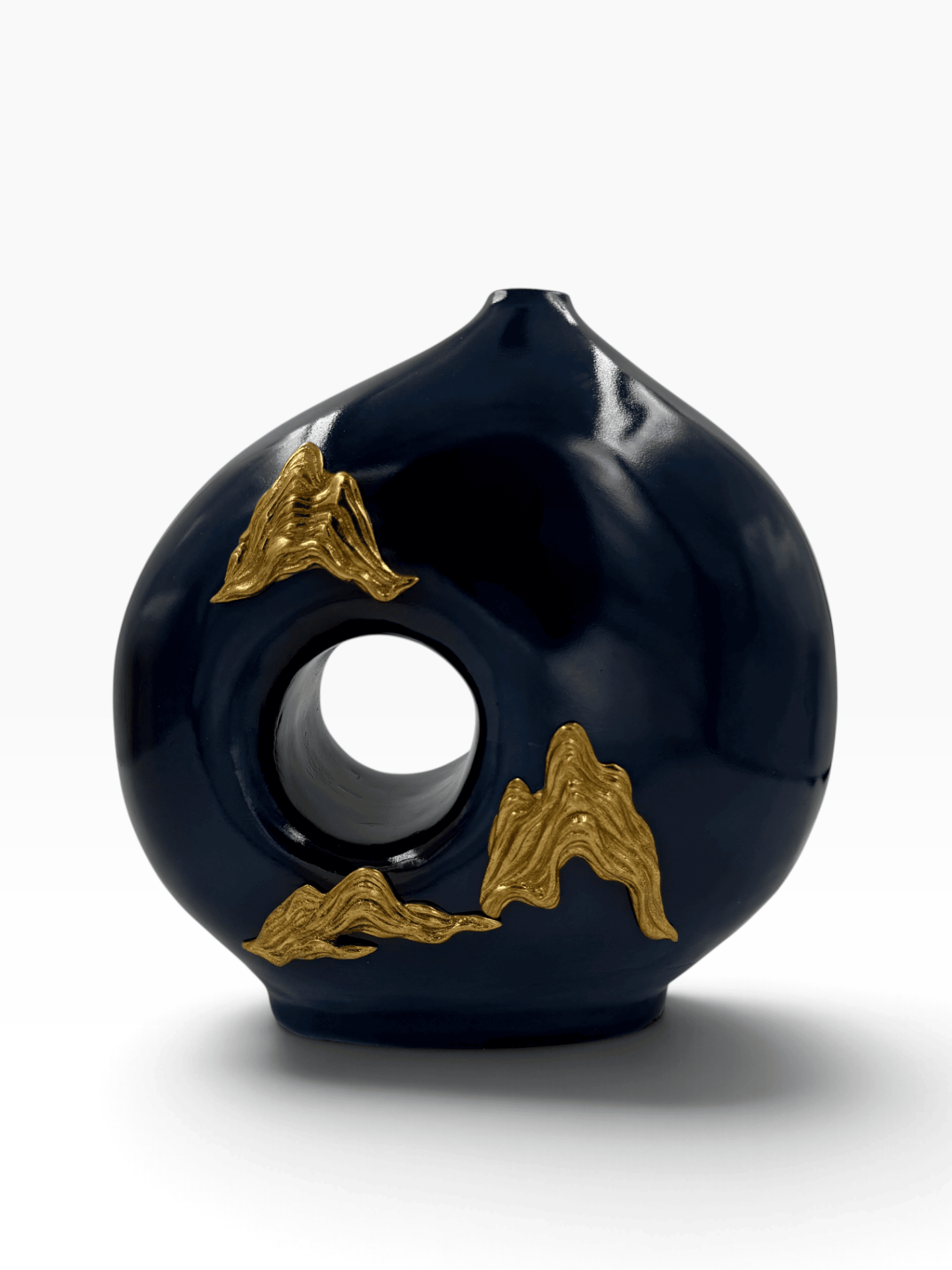 LACİVERT GOLD POLYESTER DEKORATİF VAZO
