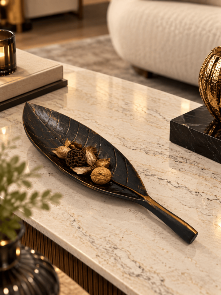 BRONZ YAPRAK DEKORATİF TABAK