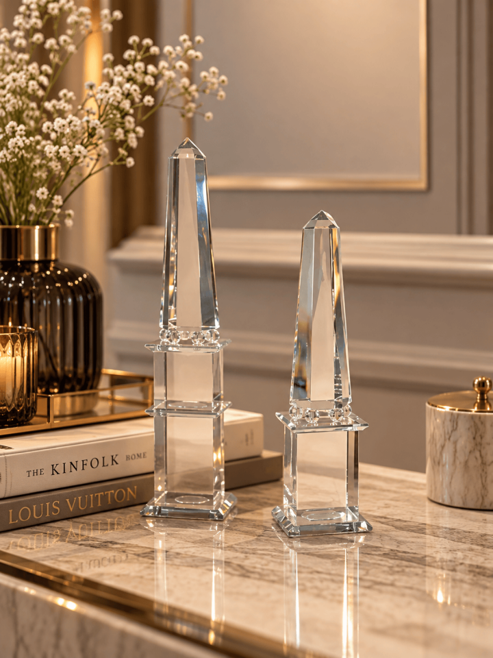 2’Lİ KRİSTAL DİKİLİTAŞ DEKORATİF OBJE