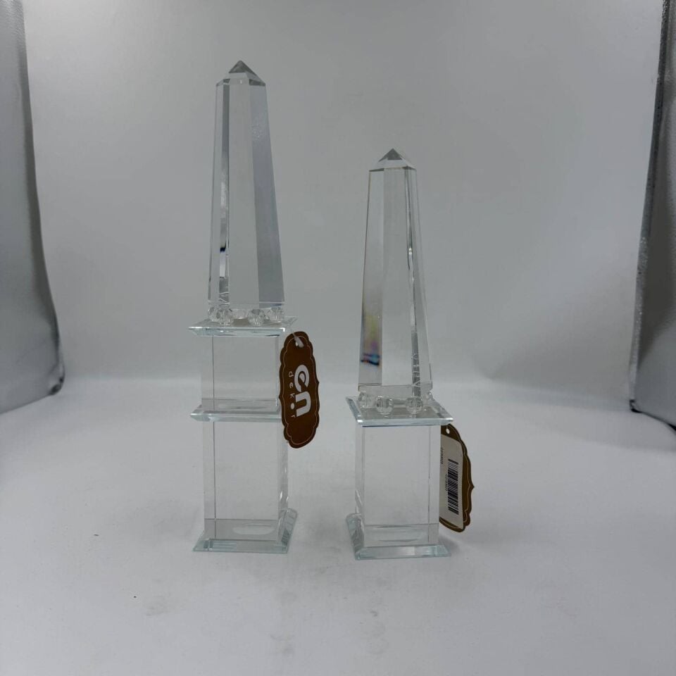 2’Lİ KRİSTAL DİKİLİTAŞ DEKORATİF OBJE