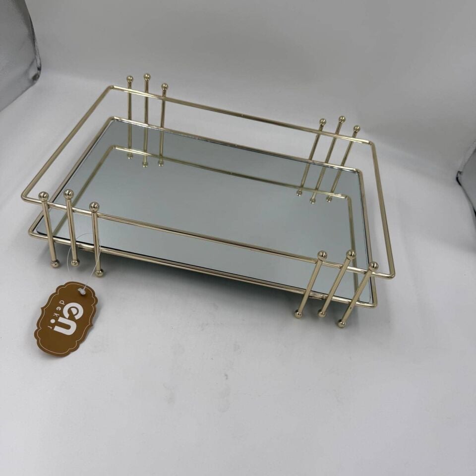 GOLD METAL DEKORATİF TEPSİ